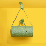 Green Printed Vegan Leather Duffel Bag